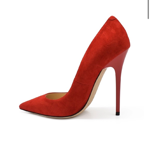 NWT Jimmy Choo Anouk Red Suede Stiletto Pointed Heel Pumps - Picture 3 of 8